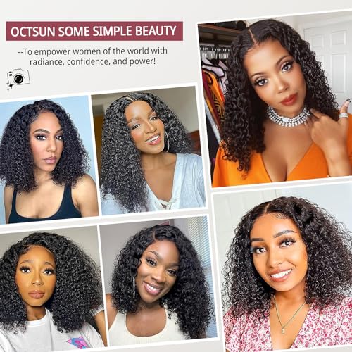 OCTSUN Curly Bob Wig Human Hair for Black Women - Glueless Wigs Human Hair Pre Plucked with Baby Hair Deep Wave 13x4 Lace Front Wigs Wet and Wavy Brazilian Human Virgin Hair Wigs 14 Inch 180% Density - Image 9