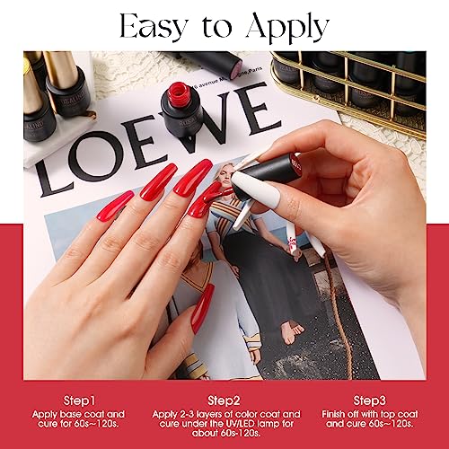ROSALIND 48PCS Gel Nail Polish Set, 45 Colors White Black Nude Pink Colorful Collection Gel Polish Set with 3 Pcs Gel Top Coat and Base Coat Set Nails Art Manicure Home Salon for Women - Image 6