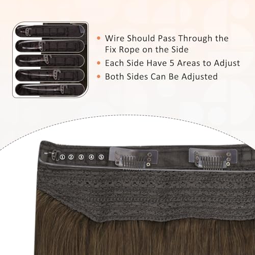 Full Shine One Piece Clip in Hair 16Inch Straight Fish Line Hair Extensions 4 Medium Brown No Glue No Weaving Invisible Wire Fish Line Hair Extensions 80g - Image 4