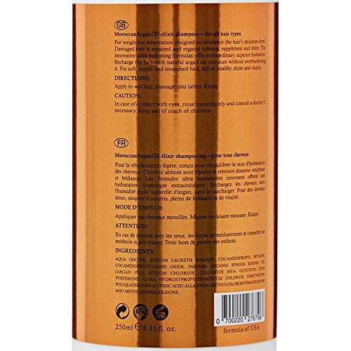 Moroccan Argan Oil Elixir Shampoo for Damaged Hair- 250ml. 8.45 Fl.oz - Image 3