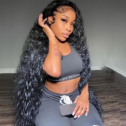 Maxine 14A 13x4 Water Wave Lace Front Wigs Virgin Human Hair 200 Density Transparent HD Lace Front Wig Deep Wave Lace Front Wigs Human Hair for Women Pre Plucked with Baby Hair 24 Inch - Image 2