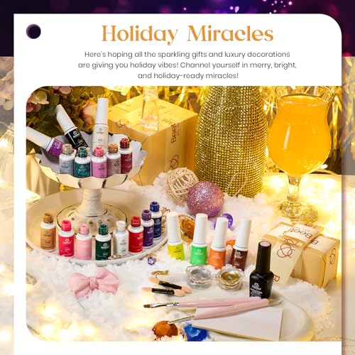 Beetles Jelly Gel Nail Polish Set 20 Colors Neutral Sheer Nude Pink Glitter White Color Soak Off UV Gel Kit with Nail Art Liner Gel Polish Holiday Set, 21 Colors Reflective Glitter Manicure Design - Image 7