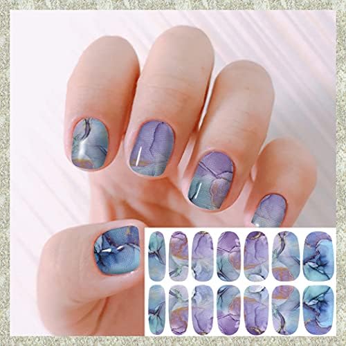 WOKOTO 20 Sheets Solid and Marble Design Gel Nail Polish Stickers Full Nail Wraps for Women Kit with Nail Classic Nail Gel Strips Nail Wraps Gel Polish Strips Nail Art Stickers for Women Girls - Image 9