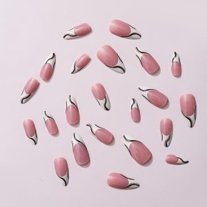 Personalized almond shaped cow pattern detachable nail patch 24 PCS - MJT816