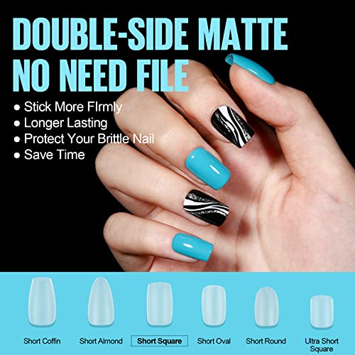 TOMICCA Short Square Nail Tips, 360Pcs Soft Tips, 15 Sizes Double-sided Matte Full Cover Gel False for Extensions and Professional DIY Nail Salon - Image 5