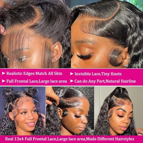 Lemoda Curly Wigs Human Hair 210% Density 13x4 HD Transparent Lace Full Frontal Wig Brazilian 12A Virgin Curly Lace Front Wig Human Hair for Black Women Deep Wave Frontal Wig Human Hair 24 inch - Image 4