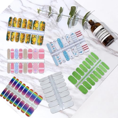 6 Sheets Mix Design Nail Art Strips for Women Gel Nail Stickers Full Nail Wraps for Girls Snake Skin Gloss Anchor Design Nail Polish Stickers Stick On Nails Gel Nail Strips Nail Decals - Image 5