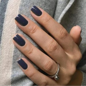 Dark Grey Press on Nails Medium Square,KXAMELIE Glossy Glue on Nails Acrylic Nails Press on with Solid Color Design Fake Nails Set for Women Girls Daily Wear in 24PCS