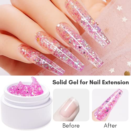 Makartt 15ml Solid Builder Gel Nail Polish with Glitter for Extensions and 3D Carving - Image 2