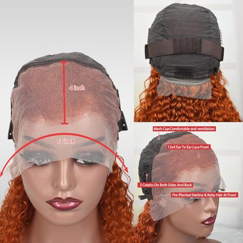 12 Inch Ginger Curly 13x4 Lace Front Wig Human Hair Wet and Wavy 180% Density - Image 4