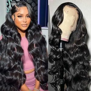 Ainmeys Hair 250% Density Brazilian body wave 13x6 Glueless HD Transparent Full Lace Front wigs human hair 10A Deep Part lace wigsUnprocessed Virgin human hair wigs for black women(34inch)
