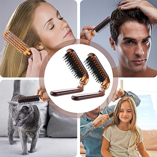 Portable Folding Hair Brush and Comb Set 2 Piece Boar Bristle for All Hair Types - Image 7