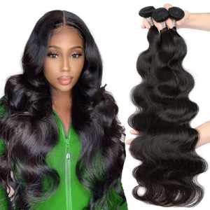 16 18 20 Inch 3 Bundles Brazilian Wavy Virgin Human Hair Natural Black Condition