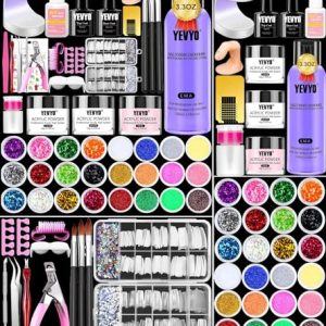Acrylic Nail Kit, Nail Kit for Beginners and Professional with Everything, Nail Starter Kit with Acrylic Powder Liquid Monomer, Nail Glitter and Tools (Acrylic Nail Kit with UV Light)