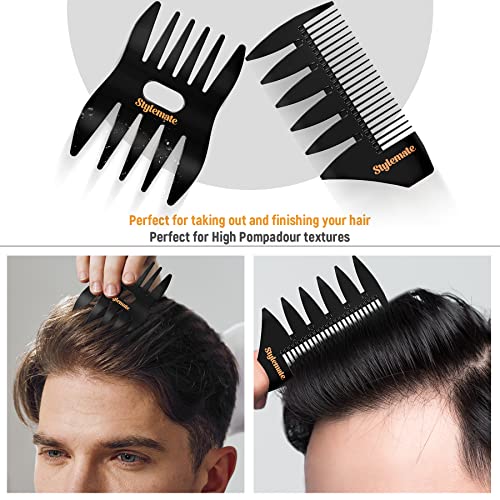 Hair Styling Combs and Brush Set For Men - Quiff Roller Brush For Adding Volume, Mens Styling Combs For Quiff, Pompadour, Slicked-back, Fauxhawk, Undercut - Image 5