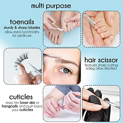 Professional Nail Scissors, Stainless Steel Manicure Scissors, Sharp Cuticle Scissors, Multi-Purpose Curved Small Scissors Beauty for Manicure, Eyelashes, Eyebrow, Toenail for Women and Men - Image 3