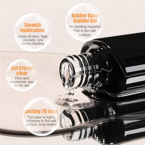 Rubber Base Coat, 100ml for Gel Nail Polish Soak Off Curing for Professional Nail Salon or DIY at Home with an Empty Bottle - Image 2
