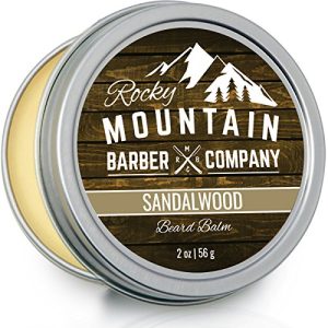 Rocky Mountain Barber 2 oz Beard Balm Sandalwood Blend with Beeswax Jojoba Shea Butter Coconut Oil