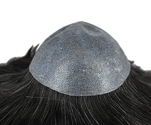 Natural Black toupee for Men 20% Grey Hair Mixed PU Skin Hair System Hair Patch - Image 6