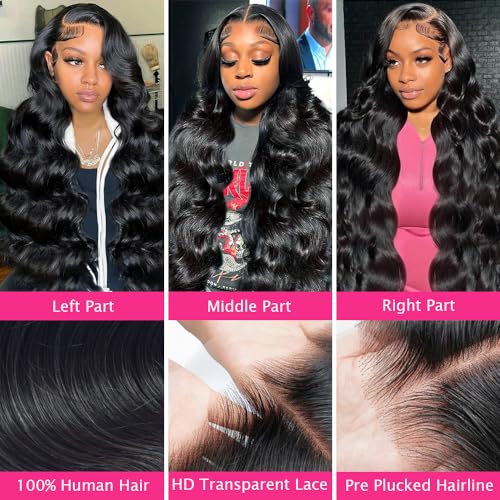 Body Wave Wigs Human Hair 13x4 HD Lace Front Wigs Human Hair Pre Plucked Bleached Knots 180% Density Brazilian Virgin Human Hair Wear and Go Glueless Wigs Human Hair for Women Natural Hairline 26 Inch - Image 6