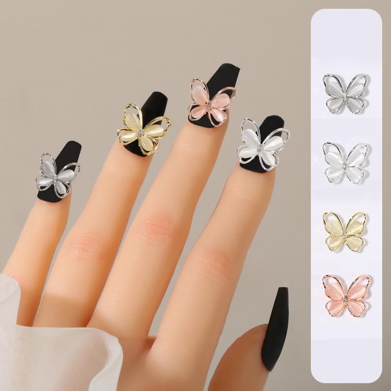 5pcs Butterfly Nail Charms 3D Alloy Butterfly Nail Gems Nail Rhinestones Shiny Crystal Nail Art Charms for Acrylic Nails DIY Manicure Jewelry Accessories - Image 4