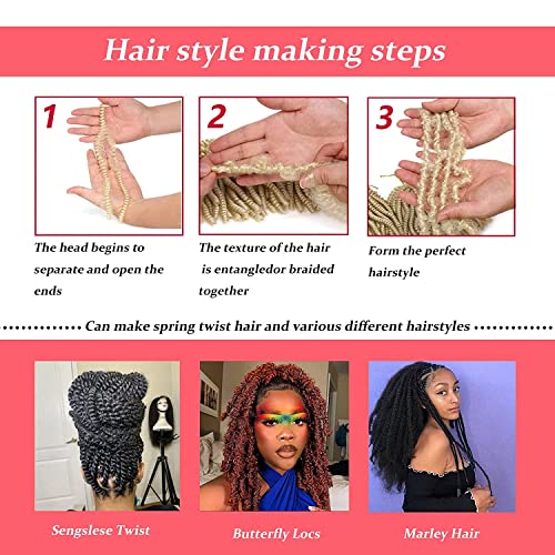 Xtrend 90strands Honey Blonde Spring Twist Crochet Hair 8 Inch Synthetic Crochet Braids Hair for Distressed Butterfly Locs Fluffy Twist Hair Extensions for Women 27# - Image 4