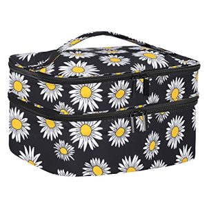 Nail Polish Organizer, Travel Nail Polish Carrying Case-Custom Nail Organizer for Manicure Set, Double Layer Nail Polish Carrying Bag(Flower, Version 1:Holds 30 Bottles (15ml))