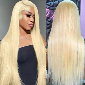 613 Lace Front Wig Human Hair 13×4 Blonde Lace Front Wigs Human Hair 180% Density Straight Lace Frontal Wig Human Hair Pre Plucked With Baby Hair HD Lace Front Wigs Human Hair 26Inch