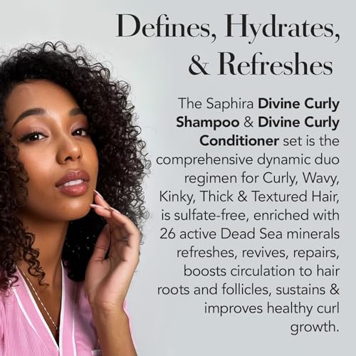 Saphira Divine Curls Shampoo & Conditioner for Curly, Wavy & Multi-Textured Hair, Sulfate-Free, Paraben-Free, Deeply Cleanses, Restores & Hydrates - Image 2