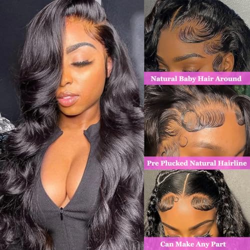 30 Inch 10A Density Body Wave Human Hair Glueless Lace Front Wig Pre-Plucked - Image 2