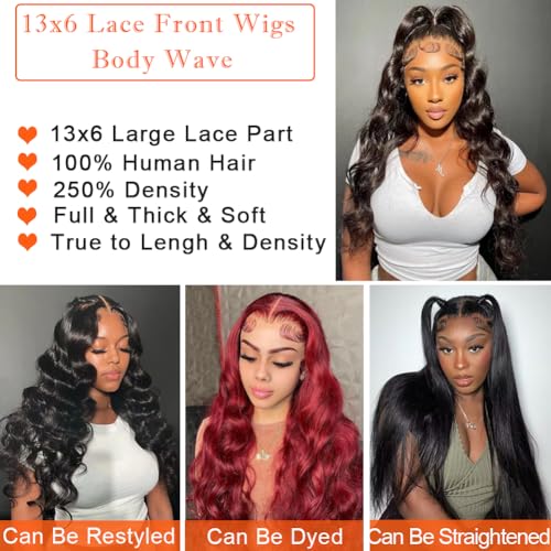 28 Inch 250% Density HD Body Wave Lace Front Wig, Glueless Pre-Plucked for Black Women - Image 8