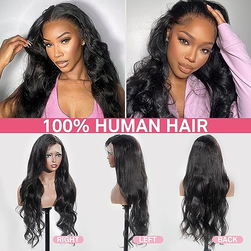 13x4 Body Wave Lace Front Wigs Human Hair,180% Density Lace Front Wigs Human Hair for Women Glueless Wigs Human Hair Pre Plucked Natural Hairline Baby Hair HD Lace Natural 20 inch - Image 5