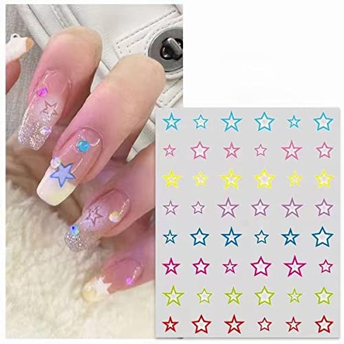 6 Sheets Colorful 3D Star Nail Art Stickers for Women and Girls Crafting - Image 4