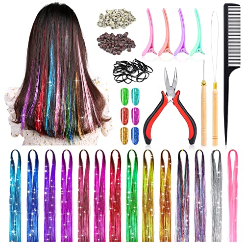 Mckanti 14 Color Hair Tinsel Kit 47 Inch 2800 Strands for Women and Girls