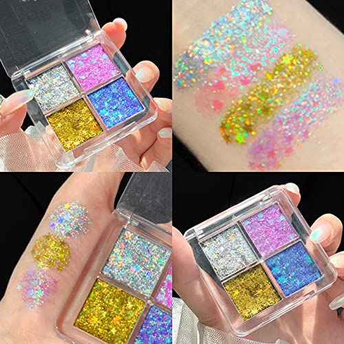 Glitter Eyeshadow Palette Women Makeup Eye Shadow Sparkling Liquid Eyeshadow for Creating High-Impact Flake-Proof Long Lasting Quick Dry Waterproof One-Swipe Coverage High Pigmented Clearance Items - Image 2