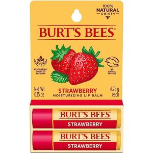 Burt's Bees Lip Balm Mothers Day Gifts for Mom - Strawberry, Lip Moisturizer With Responsibly Sourced Beeswax, Tint-Free, Natural Conditioning Lip Treatment, 2 Tubes, 0.15 oz.