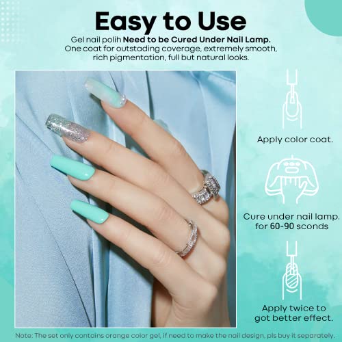 modelones Gel Nail Polish, 15ml Spring Summer Pastel Blue Green Solid Color Gel Polish Soak Off LED High-Pigmented & Shine Long Wear Gel Polish Nail Art Manicure Gift DIY Salon Home, 0.5 fl oz. - Image 7