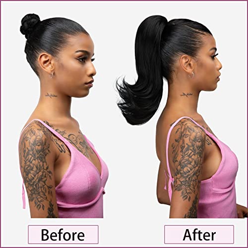 14 Inch Short Curly Black Synthetic Drawstring Ponytail Extension for Women and Girls - Image 5