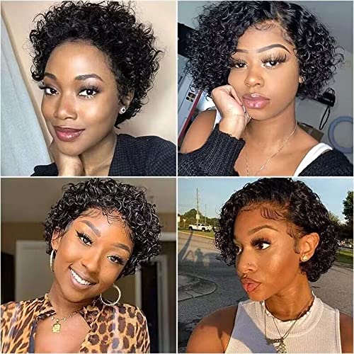 Short Pixie Cut Lace Front Wigs Human Hair for Women Short Curly Bob Wig Water Wave Short Curly Wigs for Black Women 13x4 HD Pixie Cut Wig Brazilian Virgin Human Hair Wigs 150% Density - Image 9