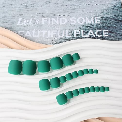 Press on Toenails,Xcreando Neutral Easy Fake Toenails Acrylic Full Cover Gel False Nails Simple Mani for Women Girl Daily Working (matte green) - Image 5