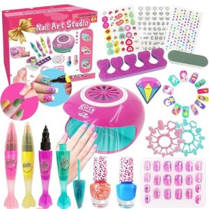 Sparkle & Shine Kids Nail Polish Set for Girls Ages 7-12, Non-Toxic Spa Kit with Nail Dryer