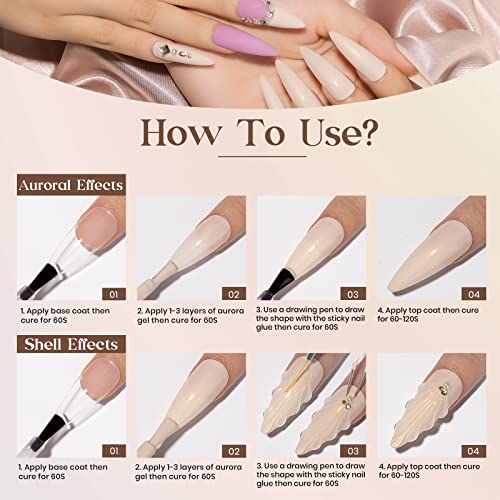 Pearl Gel Nail Polish Shimmer Mermaid Nail Polish Gel Glitter Nail Art Gel Varnish Soak Off UV Gel 10ml(0.33fl oz) 002 - Image 7