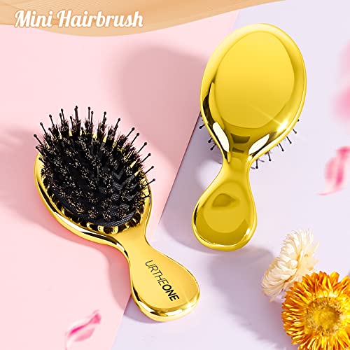 Mini Gold Paddle Hair Brush with Boar Bristle for All Hair Types Travel Size - Image 2