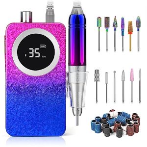 Portable 35000RPM Nail Drill Machine Gradient Color Electric Nail File with TFT Display Rechargeable Efile Professional Nail Drills for Gel Nails for Manicure Pedicure