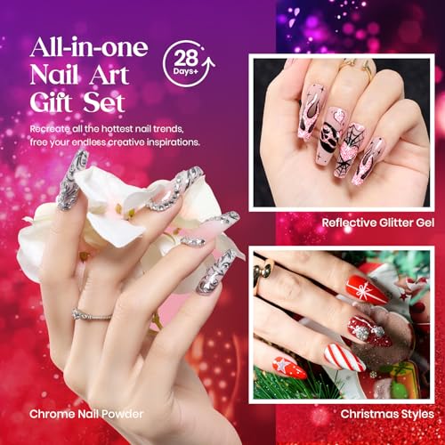 Beetles Jelly Gel Nail Polish Set 20 Colors Neutral Sheer Nude Pink Glitter White Color Soak Off UV Gel Kit with Nail Art Liner Gel Polish Holiday Set, 21 Colors Reflective Glitter Manicure Design - Image 8