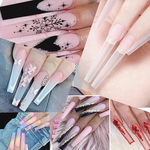 504 Pc 3XL XXXL Extra Long Clear Nail Tips Set Acrylic Nails 12 Sizes Durable - Image 4
