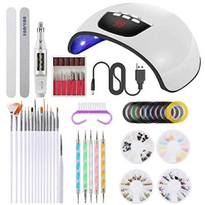 Nail Lamp and Drill Set, Electric Nail Drill Polish Pen File Kit, 54W UV Gel LED Nail Dryer Light, Nail Buffer Painting Brushes Tip Decoration, Acrylic 3D Nail Art Manicure Tool Set