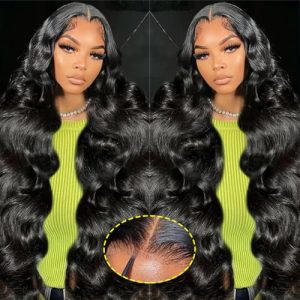 28 Inch 180% Density Body Wave Glueless HD Lace Front Human Hair Wig 4x4 Closure