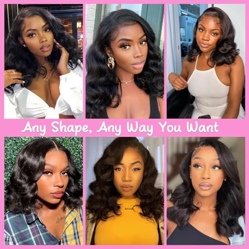 10 Inch Body Wave Bob Lace Front Wigs Human Hair Pre Plucked Bob Wig Human Hair 13x4 HD Full Lace Front Wigs Human Hair for Black Women Human Hair Glueless Wigs Human Hair with Baby Hairline - Image 8