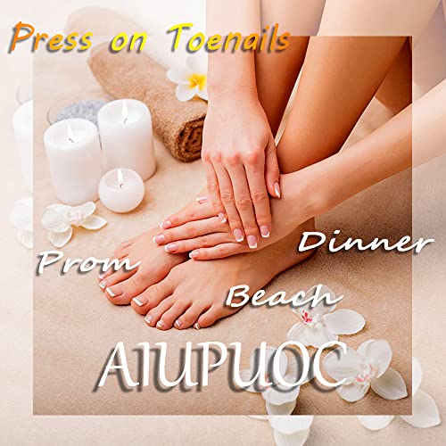 Press On Toenails Toe Tips Fake Nails Short Acrylic Blue Toe Nails Press On Fake Toenails French Tip Press On Nails Glitter Toe Nail Tip Square Stick On Nails False Toenails For Women 24pcs - Image 7